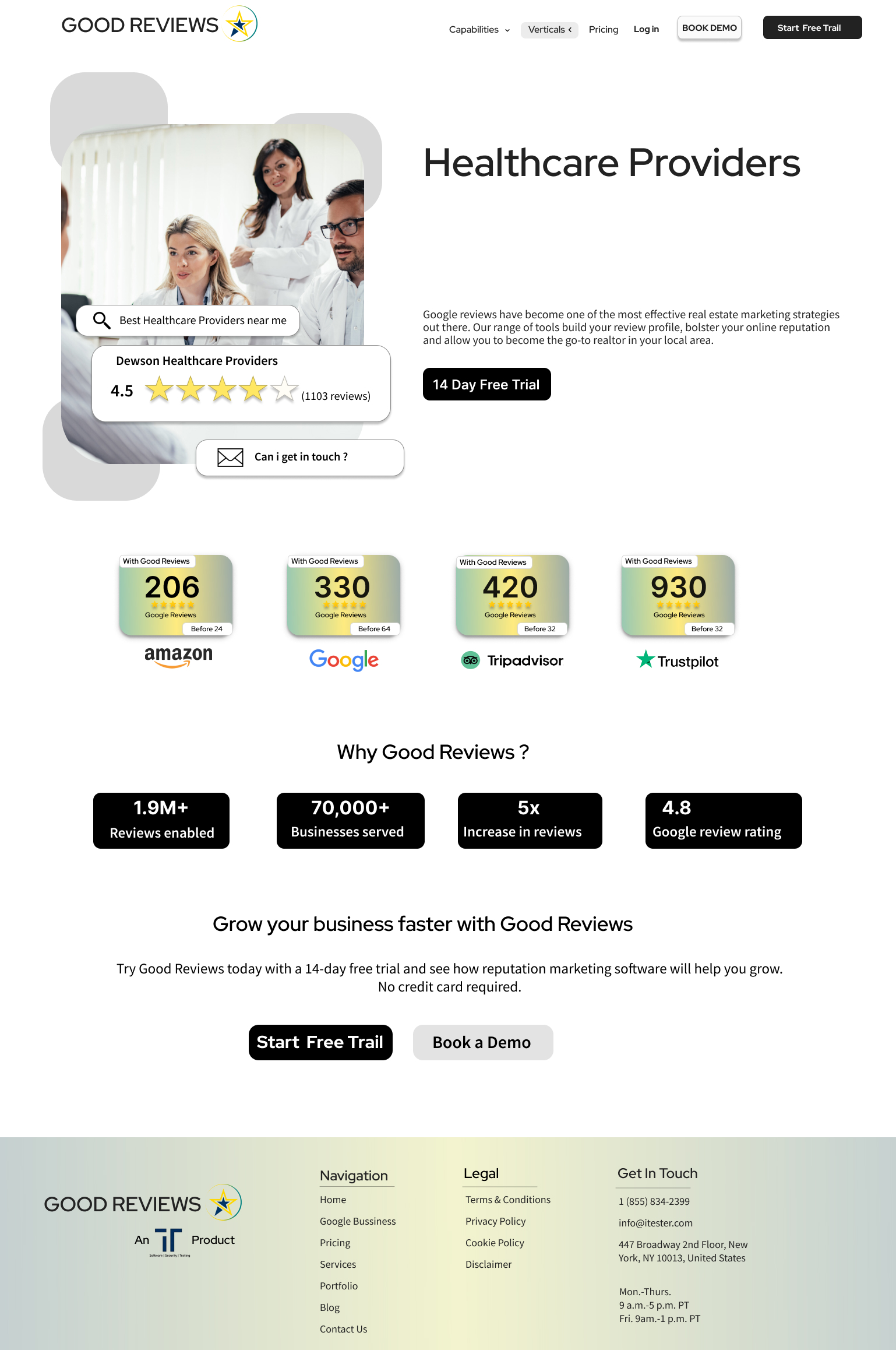 Healthcare industry landing page